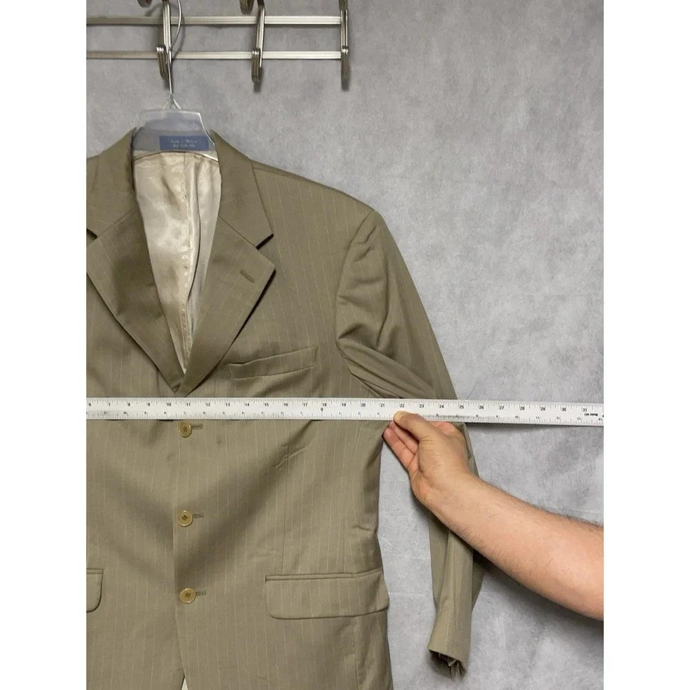Fumagalli's  Suit Men 40R Taupe Beige Stripes 3B Silk Wool Super 130 W36X30 Luxe